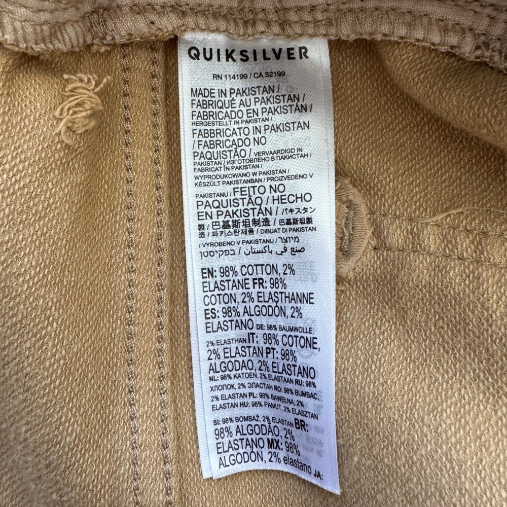 Quiksilver 34 (Actual 36x33) Tan Khaki Straight Fit Men's Far Out Stretch Chinos - Picture 8 of 9